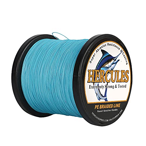 HERCULES Braided Fishing Line 12 Strands, 100-2000m 109-2196 Yards Braid Fish Line, 10lbs-420lbs Test PE Lines for Saltwater Freshwater - color: Blue - 12 Strands, size: 10lbs - 2000m - 0.12mm