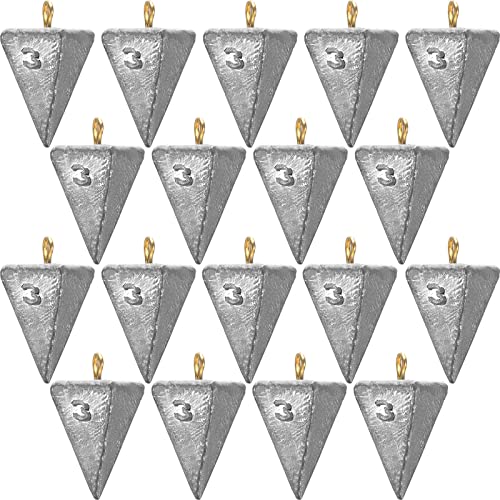Shimeyao 18 Pieces Pyramid Sinkers Fishing Weights Triangle Fishing Sinkers Rig Pyramid Sinker for Ocean Saltwater Surf Bass Casting Gear Tackle - size: 3 oz