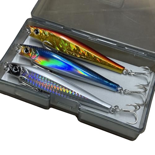 3pcs Saltwater Fishing Lure Long Cast Sinking Jerkbait Swimbait Wobbler Artificial Hard Bait - Mixed Color for Trout Bass Sea Bass (AH1247-4.7'' 1.7oz) - color: AH1247B-4.7'' 1.7oz