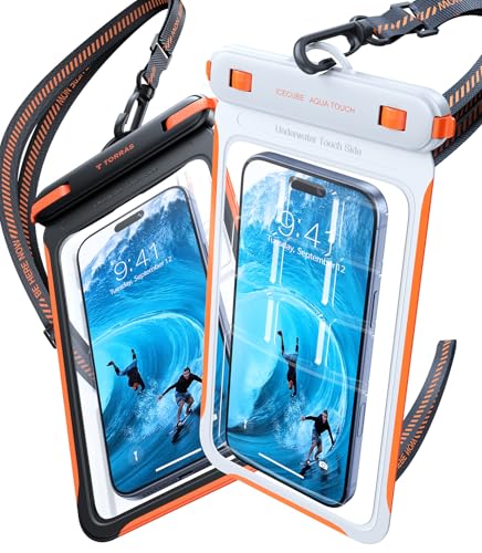 TORRAS 2 Pack IPX8 Waterproof Phone Pouch Floating, Underwater Screen Touchable, Waterproof Phone Case with Lanyard for iPhone 17 Pro Max 16 15 14 S26 Ultra S25, Cell Phone Dry Bag 7.0", Black & White - color: 2 Pack-Black & White