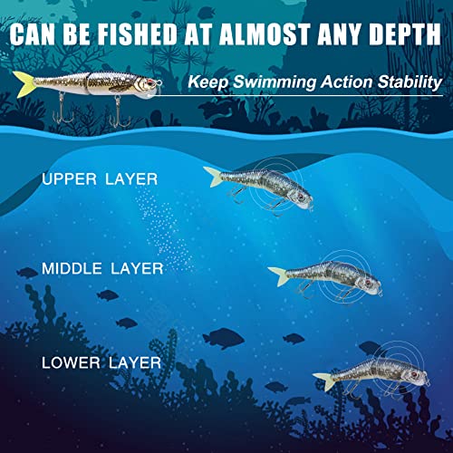 TRUSCEND Swimmax Easy Catch Fishing Lures with BKK Hooks, Wiggling, Vibrating, Rattling and Gurgling for More Bites, Heavy-Duty Dyneema Fiber Jointed Swimbaits for Bass, Trout, Crappie, Walleye, Pike - color: C-4",0.35oz