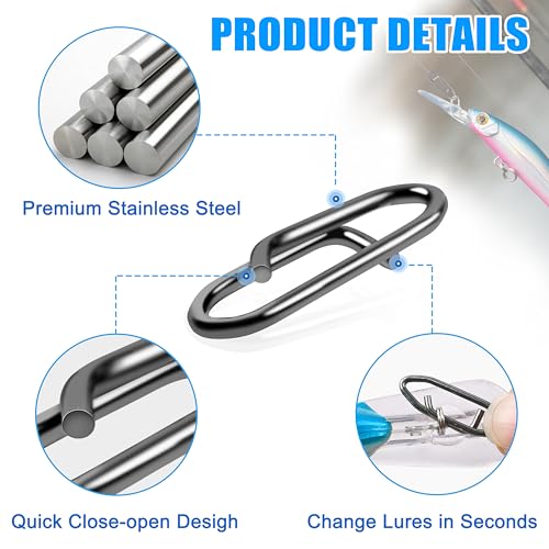 OROOTL Fishing Power Speed Clips Kit, 48/165pcs High Strength Stainless Steel Fishing Snap Lure Clip Quick Change Fishing Snaps Clips Set for Freshwater Saltwater Connector Tackle - style: Clip Kit - 165pcs