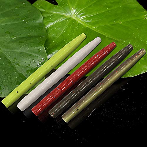 Wacky-Worms-Bass-Fishing-Lure-Kit-Wacky-Rig-Worms-Soft-Plastic-Stick-Baits3 4" 5" 6 inch - color: 3 inch 30 pcs