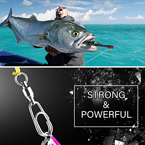 Atibin High Strength Fishing Swivel Steel Stainless Connector Swivel Snaps Saltwater Ball Bearing Split Rings Freshwater White Nickel 30lbs-156lbs - size: Size 4+4 (96lb) 25 pcs