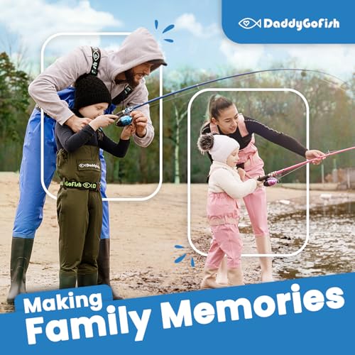 DaddyGoFish Kids Fishing Pole - Rod Reel Combo Tackle Box Starter Set - First Year Small Gear Kit for Boys Girls Toddler Youth Age Beginner Little Children - color: Blue (Essential Set), size: 5ft