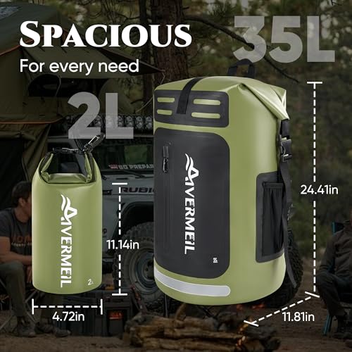 Waterproof Dry Bag with Waterproof Phone Case and small waterproof Bag Green - color: Green, style: Dry Bag + Small Bag