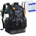 Fishing Backpack with 4 Tackle Boxes, Heavy Duty Fishing Bag with Waterproof Bottom, Tackle Backpack Gifts for Man Woman-Camo Black - color: Camo Black