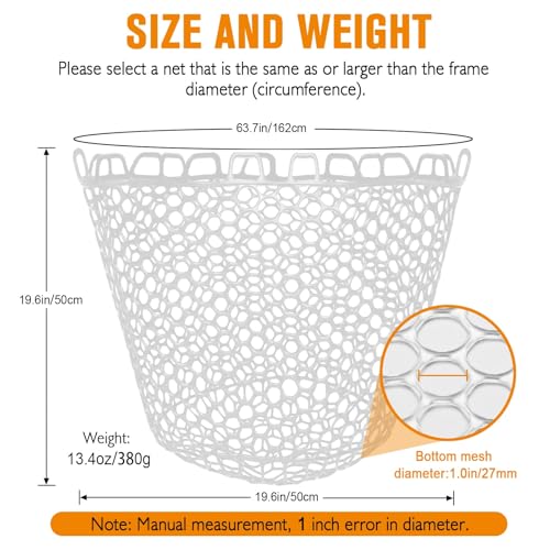 Dovesun Rubber Fishing Net Replacement Netting Without Handle Clear Black Fishing Nets for Fish Fly Fish Landing Net Bag for Freshwater Saltwater Foldable Trout Net Rubber Mesh 5 Sizes White Black Red - color: White, size: 19.5"dia-19.5"depth(63.2"Circumf