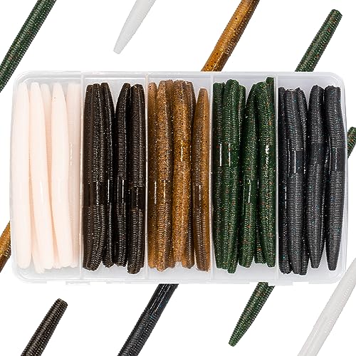 30/50/78/100Pcs Senko Worms Kit – 4"/5" Soft Plastic Fishing Lures with Salt Impregnation for Bass Fishing - color: Multi Colors D, size: 4 inch