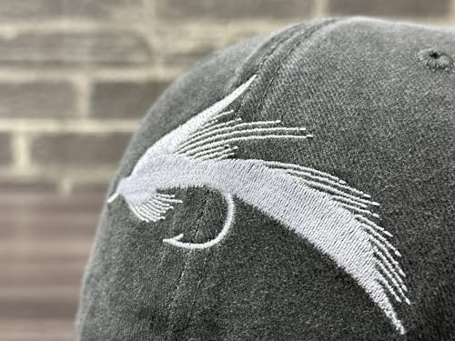 Fishing Baseball Cap for Men Women, Adjustable Embroidered Hat | Fishing Gear, Outdoor Adventure Design, Precision Embroidery Craft, One Size Adjustable Fit - color: Fly Fishing Lures (Washed Army Green)