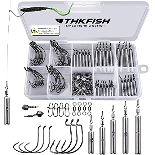 THKFISH Fishing Weights Sinkers Set, 28PCS Fishing Sinker Drop Shot Weights Kit,Drop Shot Rig Wacky Hooks for Saltwater Freshwater Bass Fishing - size: C-103pcs-Weight Kit
