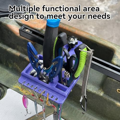 Kayak Fishing Tool Holder, No-Drill T-Track Mount, Reinforced PETG, Fits Standard T-Track Kayaks, Secure Pliers/Knife/Gear Storage, Kayak Accessories for Fishing, Blue - color: Blue