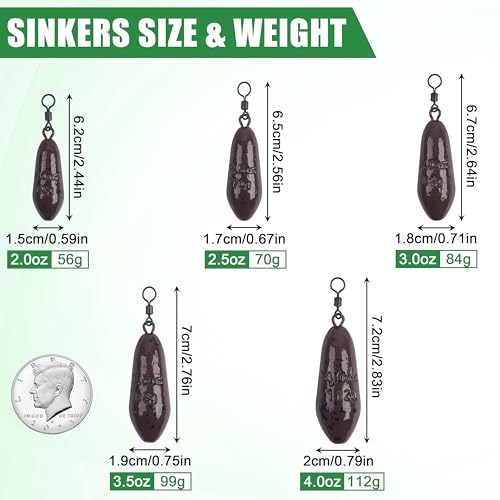 Carp Fishing Rigs Kit Carp Hair Rig with Carp Sinker Weights Carp Hooks Corn Bait Leader Rigs Quick Change Rolling Swivels Sleeves Carp Fishing Equipment Accessories - color: Carp Rigs Waterdrop Sinker, size: 3oz