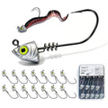Screw Lock Swimbait Jig Heads 15 Pack, 3D Chartreuse Eyes & Sharp Hooks, Lead Fishing Jigheads for Bass Fishing, 1/8oz, 3/16oz, 1/4oz, 3/8oz - size: 3/16oz-15Pcs