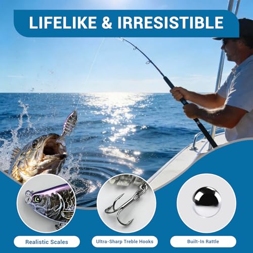 Keenjorika Fishing Lures Multi Jointed Fish Fishing Kits, Slow-Sinking Lifelike Segmented Swimbait Crankbaits, Realistic Swimming Action for Bass, Trout, Pike & Walleye, Freshwater and Saltwater - color: 5 Pack-Style 2