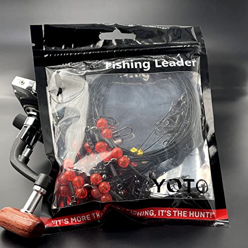 YOTO Fishing Leaders,Stainless Steel Tackle Rig with Tackle Lure Swivels Snaps, Saltwater rig Wire Leader Fishing Leader Wire Bottom rigs for Saltwater - color: Black Fishing Leaders, style: 1arm-24pcs
