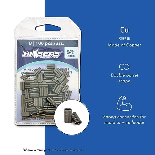 Hi-Seas Mini Double Barrel Copper Crimp Sleeves (1.9 Millimeter), Black - style: 1.9 Mm Id/60 Pc