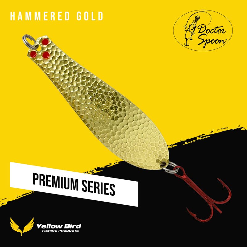 Doctor Spoons Fishing Lures Series - Made in USA - Saltwater & Freshwater - Eagle Claw Hook - Walleye, Bass, Northern, Pike, Salmon, Trout, Striper - Casting, Jigging, Trolling, 3 Pack - color: Hammered Gold, size: 1 7/8" | 1/4 oz