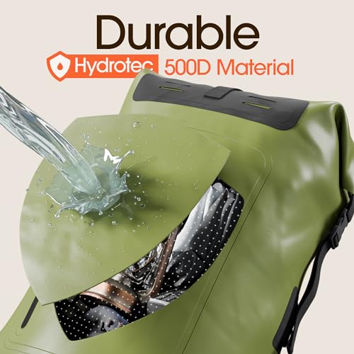 Earth Pak Waterproof Backpack - Heavy Duty Hiking Backpack - Roll-Top Closure Bag - Cushioned Dry Bag Waterproof Phone Case - color: Green, size: 85L
