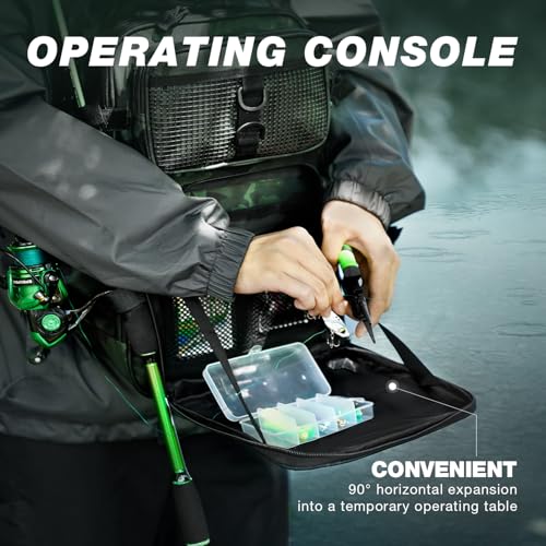 Ghosthorn Fishing Backpack Waterproof Tackle Bag Sling Bag Gift - color: Tpu Green, size: Large