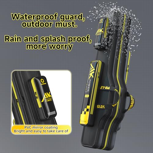 Fishing Rod Case & Bag Triple-Layer - 1680D Oxford, Wire-Reinforced Anti-Deforming, Foldable Portable, Quick-Access Compartments, Fishing Gift for Men Anglers - color: Black, size: 59.05inch, style: Double - Layer