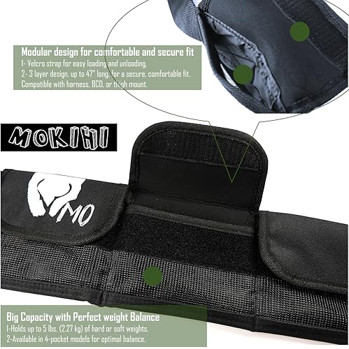 Pro Scuba Diving Weight Belt with 4 Pockets, Quick Release Buckle, Adjustable Waist 115cm, Lead Protection, Heavy-Duty for Scuba, Freediving, Spearfishing