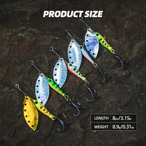 Inline Spinner Bait – Fish-Shaped Spinnerbait Lures 5-Pack, 360° Rotation with Reflective Blades, Perfect for Freshwater & Saltwater Fishing, Targeting Bass, Trout, Pike, Perch & More - color: Flying Fish Spinnerbait