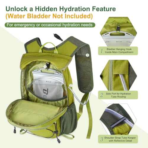 BECOJADDE Hiking Backpack 15L Small Backpack Packable Day pack Water Resistant Lightweight Travel Backpack for Women Men with Shoulder Strap Pockets for Hiking Camping Outdoor, Green - color: Green, size: 15L