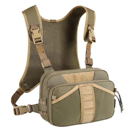 VOTAGOO GEAR Fishing Chest Pack, Fly Fishing Bag for Men and Women, Tackle and Fly Boxes Storage Pack, Hunting Binocular Pack - color: Green