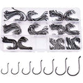 100pcs Size 4#~6/0 Offset Point Octopus Hook with Closed Eye Black High Carbon Steel Sport Circle Hook - size: 175PCS (1# 2# 1/0 2/0 3/0 4/0 5/0 Each Size 25PCS)