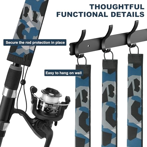 Neoprene Camo Fishing Rod Sleeves,Fishing Pole Sleeves,Fishing Rod Socks | UV Resistance,Puncture Resistant, Protect Casting, Spinning, Trolling Fishing Rods, Storage, tangled-free,75in,68in,60in - color: 2-Dark Camo, size: 69"