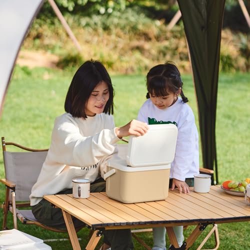 Naturehike 5.3/15/19 QT Hard Cooler, Insulated Ice Chest Box, Portable Ice Retention Cooler for Beach Camping Picnic Fishing Barbecue - color: Brown, size: 5.3QT