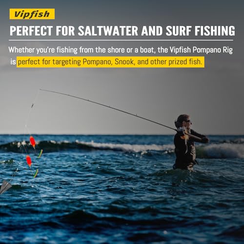 Pompano Rig Saltwater Surf Fishing Rigs – Double Drop Leader Rigs with Hooks, Floats, Beads & Snap – Easy Pre-Tied Terminal Tackle for Pompano, Whiting, Redfish - color: Assorted Colors–E, size: 6 Pack