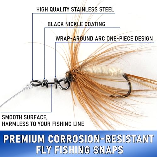 Alwonder 150-Pack Fly Fishing Snaps Twist Clips, 3/5 Sizes Stainless Steel Quick Change Lure Snaps No Knot Clip Quick Snap Fast Snap Lure Connector for Jigs Lures Fishing Clips Swivels Terminal Tackle - color: 150-Pack Twist Clips-3 Sizes(S, M, L)-Black