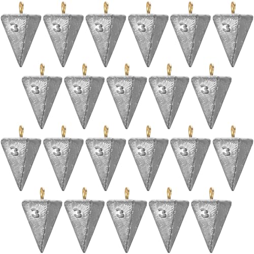 Zhanmai 27 Pieces Pyramid Fishing Weights Sinkers Triangle Rig Pyramid Sinkers for Ocean Saltwater Surf Bass Catfish Fishing Weights Casting Gear Tackle Essential - size: 3oz