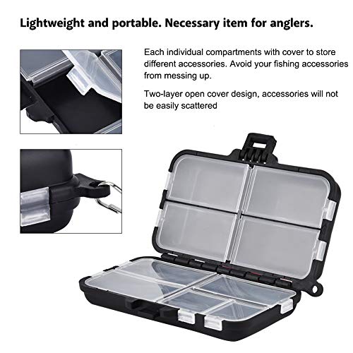 Pissente Fishing Tackle Box, Double Sided 9-Compartment Storage Case with Clear Lids for Lures Hooks Weights, Small Portable Tackle Organizer for Anglers