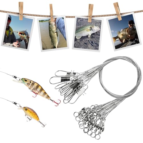 AMYSPORTS Freshwater Wire Fishing Leader Stainless Heavy Duty Wire Leader Fishing Saltwater Rigs Leaders Fishing Steel White Nickel - size: #6 (11.8in-70lb) 30pcs