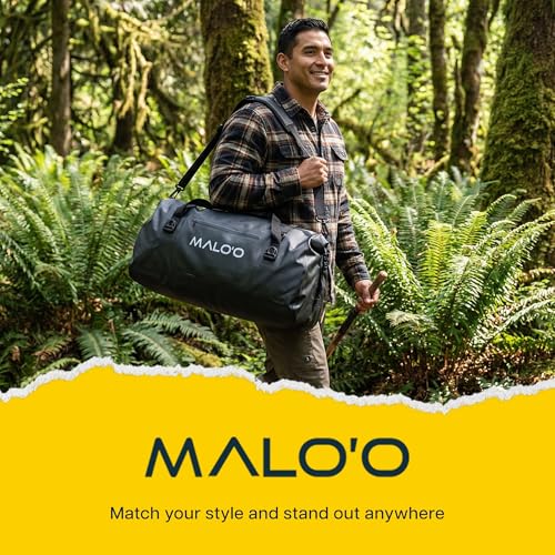 Malo’o Waterproof Dry Duffel, Heavy-Duty Roll Top Waterproof Gear Bag with Shoulder Strap & Molle Loops, Marine Duffel for Kayaking, Boating, Camping, Beach & Travel, Black, 60L - color: Black, size: 60L