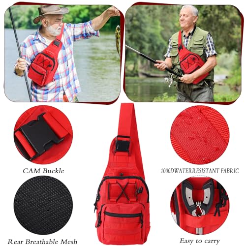 Sosation 134 Pcs Fishing Tool Fishing Tackle Box Kit and Equipment for Adults Beginner Gift, Hook Remover, Pliers Kit, Backpack Tackle Container Lures, Lip Gripper, Weigh Scale - color: Red
