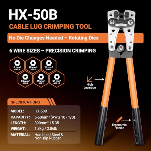 245pcs Battery Cable Ends Kit,AWG 2 4 6 8 1/0 2/0 Gauge,0 Gauge 00 Gauge Heavy Duty Wire lugs, 3/8" Ring Terminal Connectors with 3:1 Heat Shrink Tube & Professional Wire Cutter