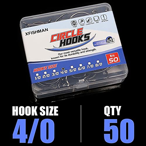 XFISHMAN Circle-Hooks-Fishing-Equipment-Octopus-Hooks-Saltwater-50 Pack #1 –12/0 - color: Black, size: 4/0 50-Pack