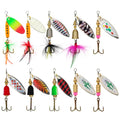 Fishing Lure Spinnerbait Kit with Tackle Box, 8 Pcs/10 Pcs Bass Trout Perch Salmon Hard Metal Rooster Tail Fishing Lures Kit - color: 10 Pcs