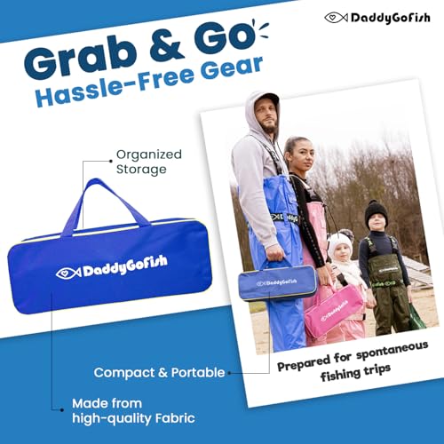 DaddyGoFish Kids Fishing Pole - Rod Reel Combo Tackle Box Starter Set - First Year Small Gear Kit for Boys Girls Toddler Youth Age Beginner Little Children - color: Blue (Essential Set), size: 4ft