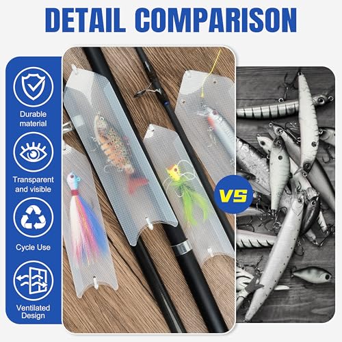 SILANON Fishing Lure Sleeves Wraps 10pcs Durable Clear Lure Sleeves Covers with Nylon Cable Ties Keep Fishing Safe Fishing Hook Covers Bait Storage Protector Easily See Lures for Fishing Rod - size: 10pcs-Large(9.45in*3.11in)