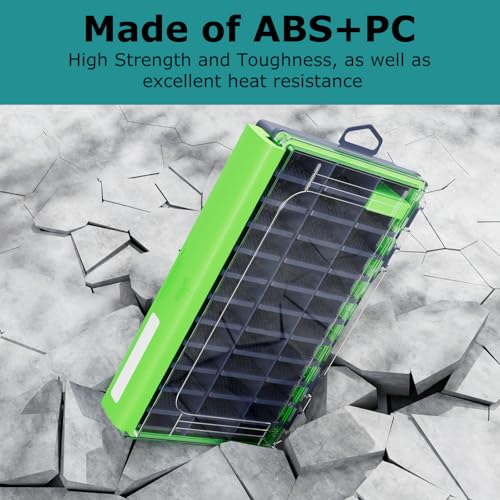 Fishing Waterproof Tackle Box, 3600 Tackle Tray Storage, Hyperseal and Transparent, Terminal Tackle Organizer Box with Removable Dividers, Plastic Lure Box - Green