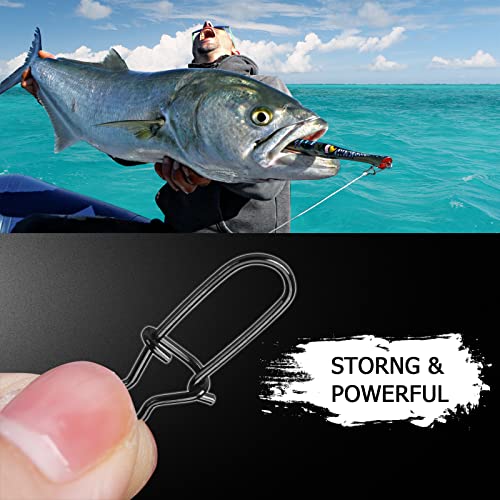 AMYSPORTS High Strength Fishing Snap Clip Duo Lock Snap Swivel Stainless Quick Change Fishing Snaps Solid Black Nickel 26lb-220lb - size: Size5（88lb）100pcs