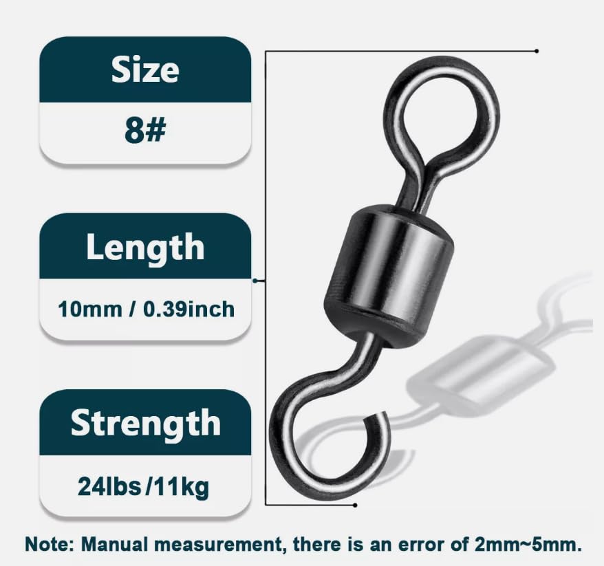 100 pcs Fishing Swivels Open Eye Rolling Swivel Quick Change Leader Line Connector - size: 5 # 14mm 100pcs