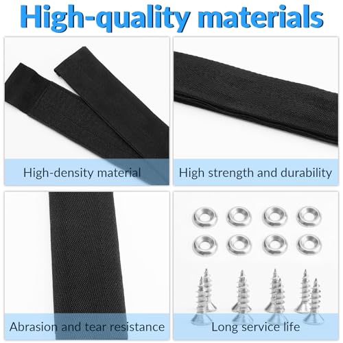 12760-7 Boat Deck Fishing Rod Holder Straps Set for Up to 5 Rods,Fishing Rod Saver Straps Tie Downs for Boat Deck,10 Inch Handle Strap,6 Inch Rod Tip Strap, Fishing Boat Accessories,Black