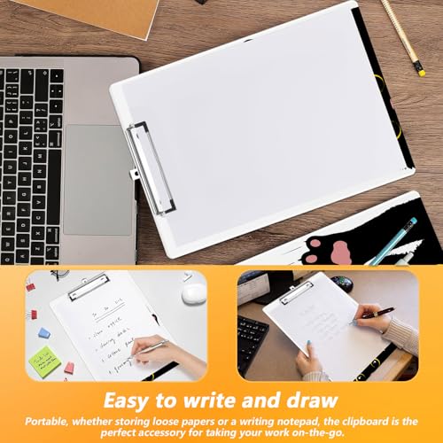 Funny Black Cat Clipboard, Decorative Clip Board with Metal Clip Cute Plastic Clipboards A4 Standard Size 8.5" x 12.5" for Nurses, Students, Office - color: Black Cat