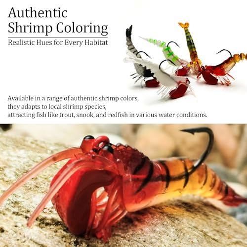 Soft Fishing Lures Shad Minnow Swimbaits, Pre-Rigged Jig Heads Paddle Tail Swim Baits for Bass, Trout, Walleye, Crappie, Sinking Jigs Bait for Saltwater Freshwater, Fishing Gifts for Men - color: C3-5pcs Soft Shrimp Swimbait